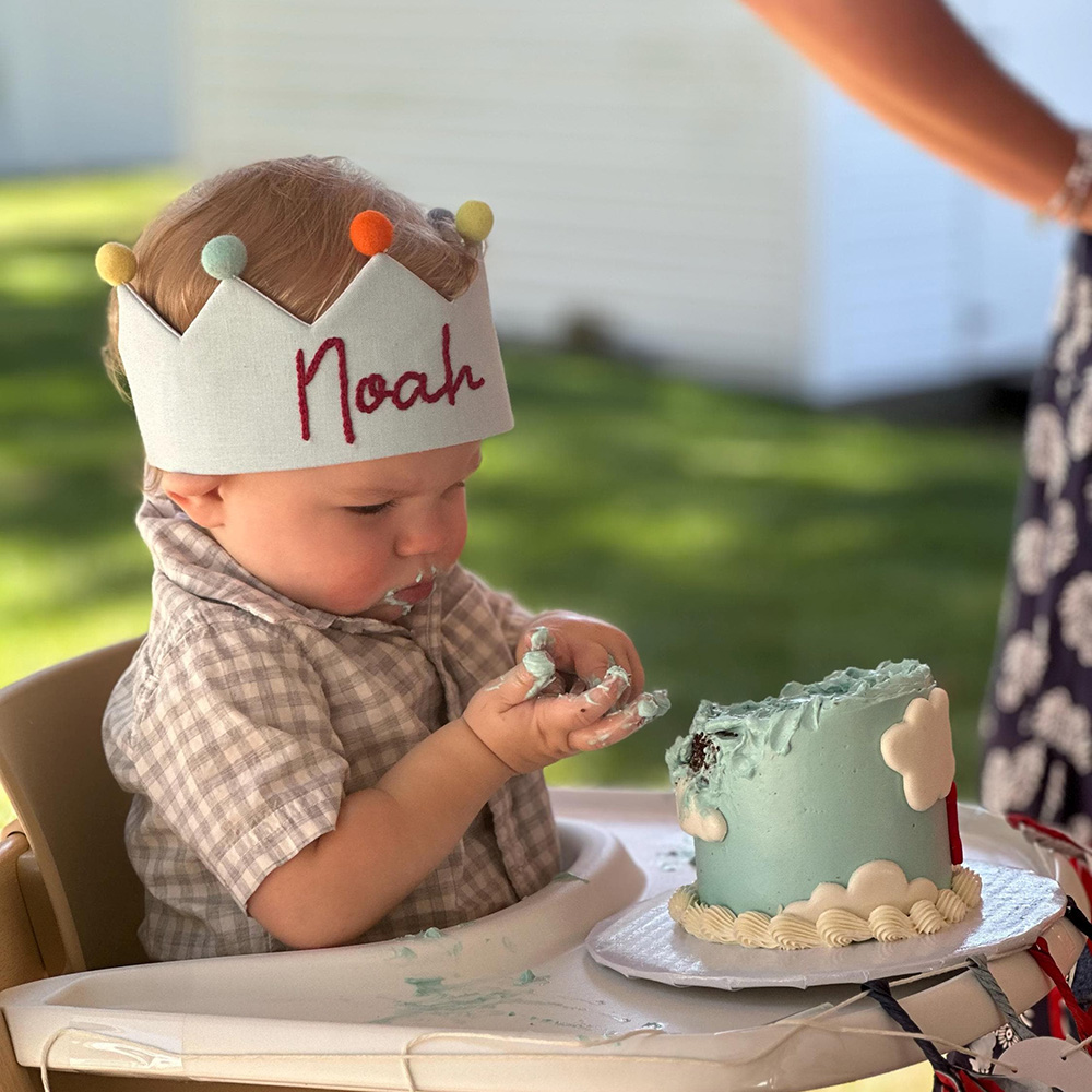 Personalized Hand Embroidered Baby Birthday Party Crown | CWBaby321