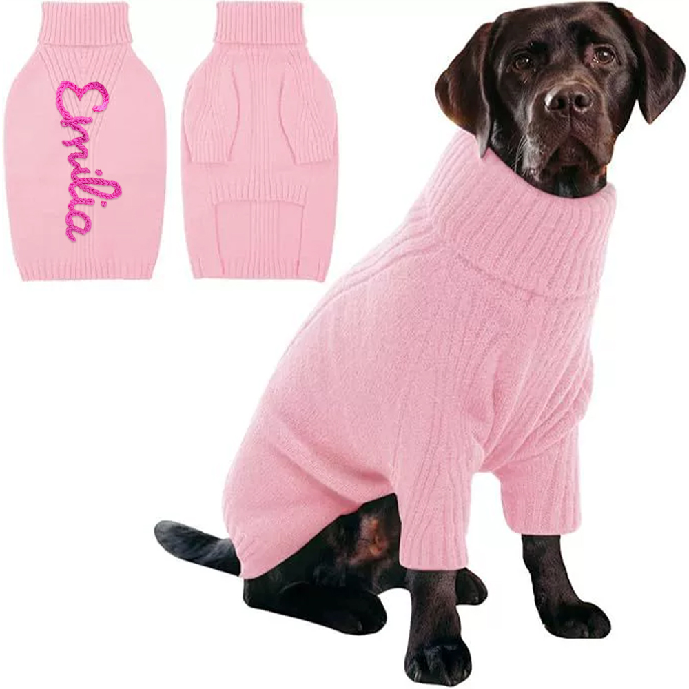 Personalized Hand Embroidery Pets Christmas Knit Sweater | BKPet235