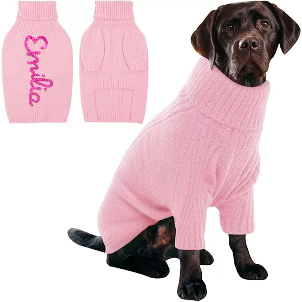 Personalized Hand Embroidery Pets Christmas Knit Sweater | BKPet235
