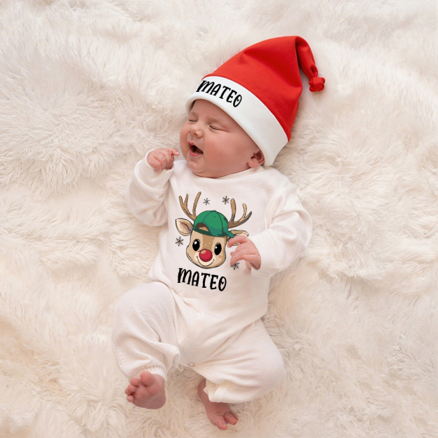 Personalized Baby 1st Christmas Romper and Hat Set | MCGift181
