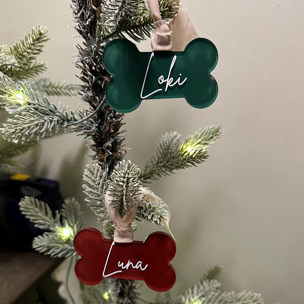 Personalized Pet Acrylic Christmas Bone Ornaments | MCGift184