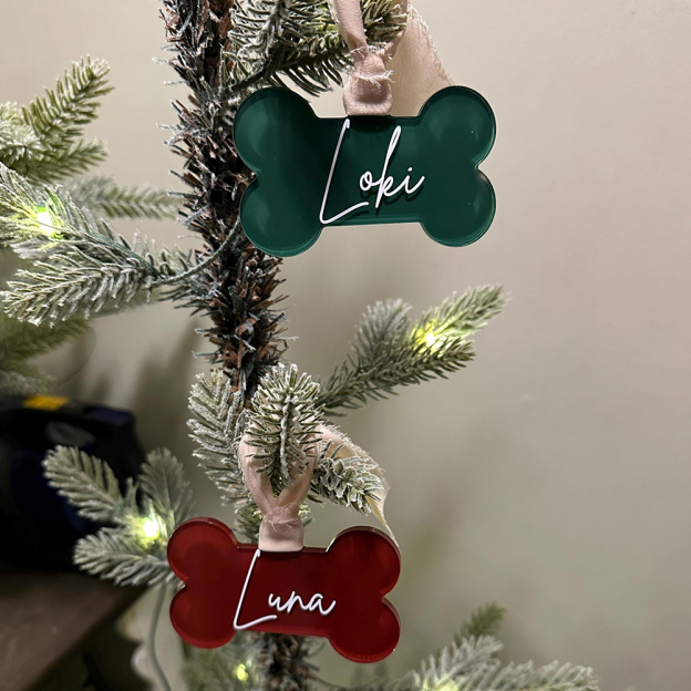 Personalized Pet Acrylic Christmas Bone Ornaments | MCGift184