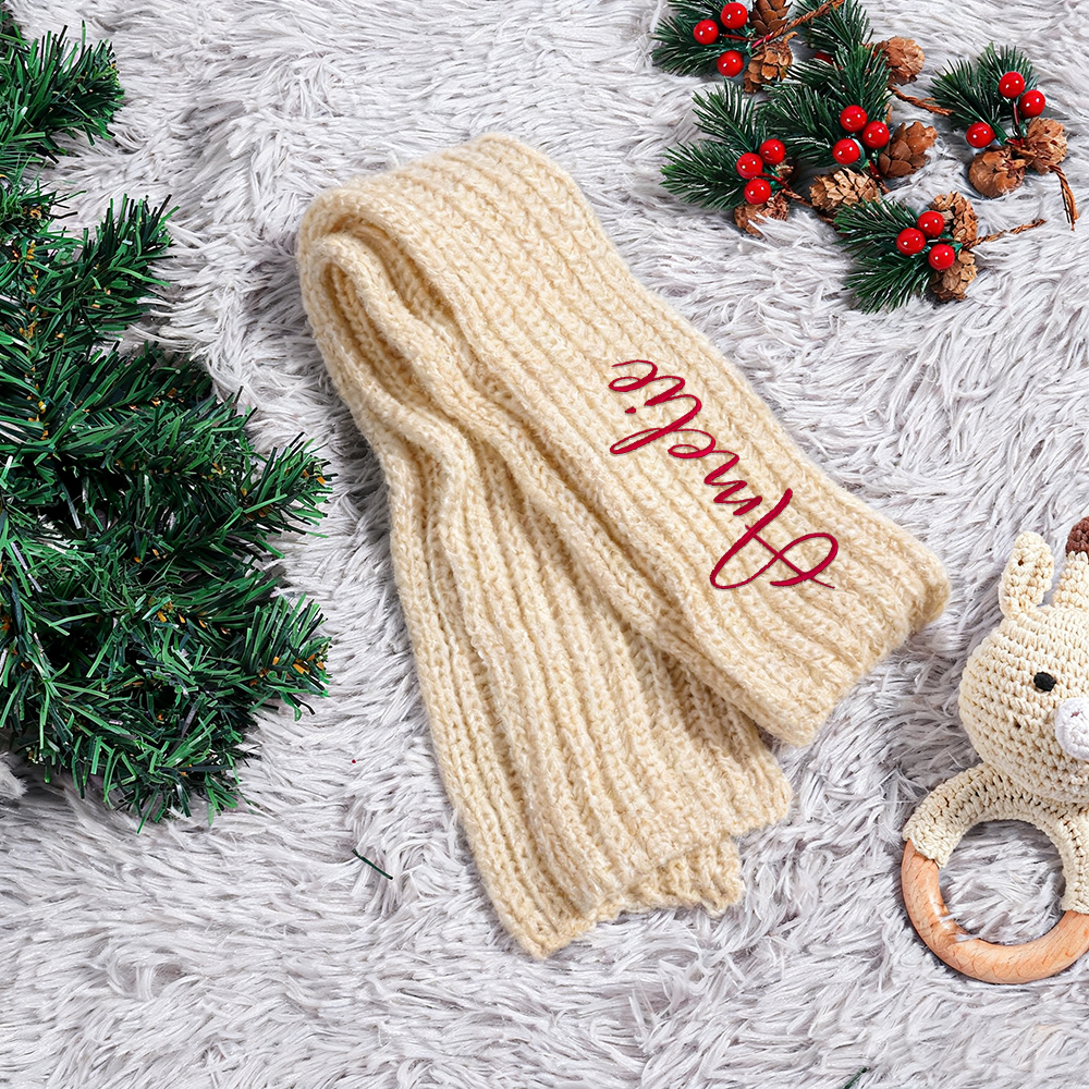 Personalized Embroidery Handmade Knitted Kid Scarf | HSKid68