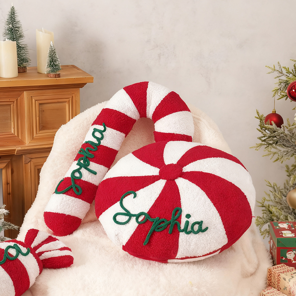 Personalized Hand Embroidery Christmas Candy Pillows | MCGift196