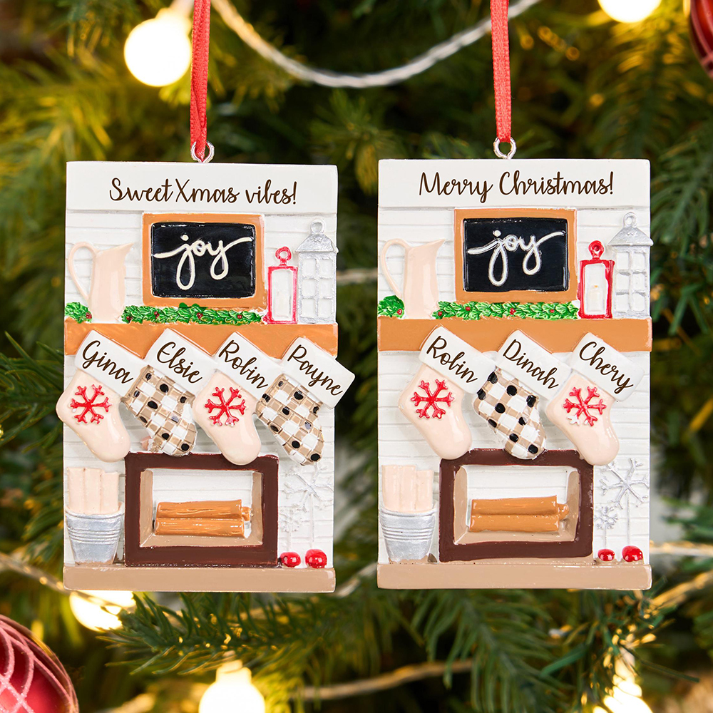 Personalised Fireplace Family Christmas Ornament | MCGift201