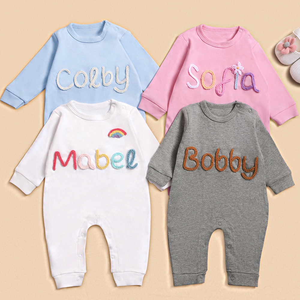 Personalized Hand Embroidered Baby Coming Home Romper | CWBaby337