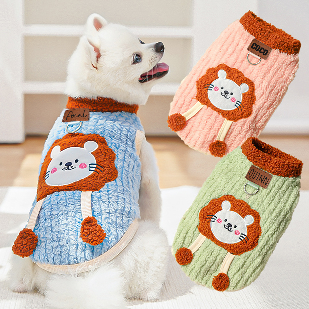 Personalized Pets Leather Patch Lovely Lion Sweater | BKPet252