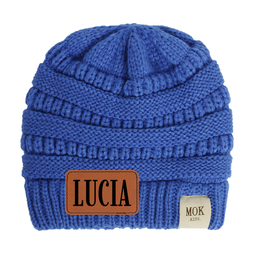 Personalized Leather Patch Kid Beanie for Comfort & Unique | HSKid29