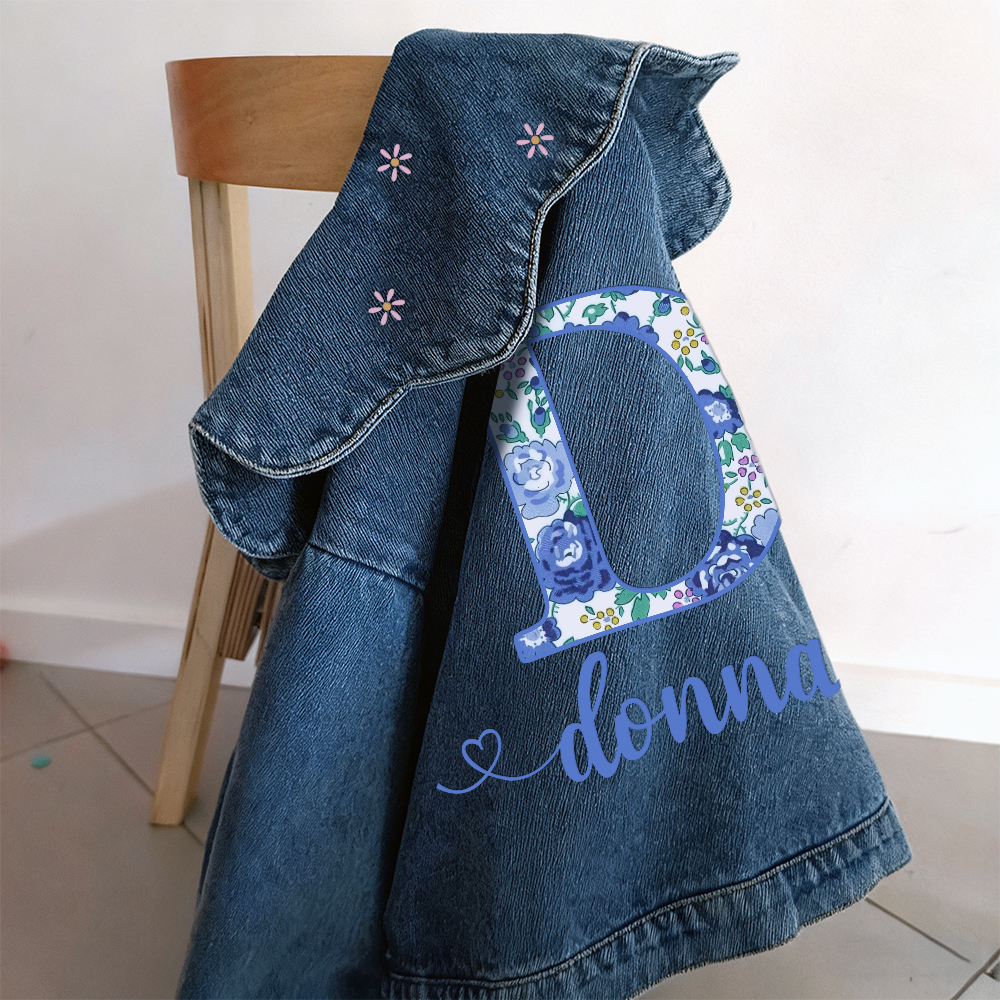 Personalized Monogramed Lovely Bubble Sleeves Denim Jacket | CWBaby341