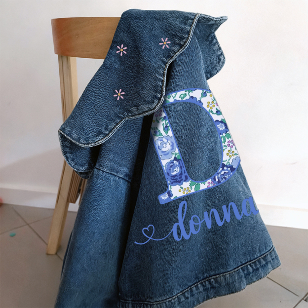 Personalized Monogramed Lovely Bubble Sleeves Denim Jacket | CWBaby341