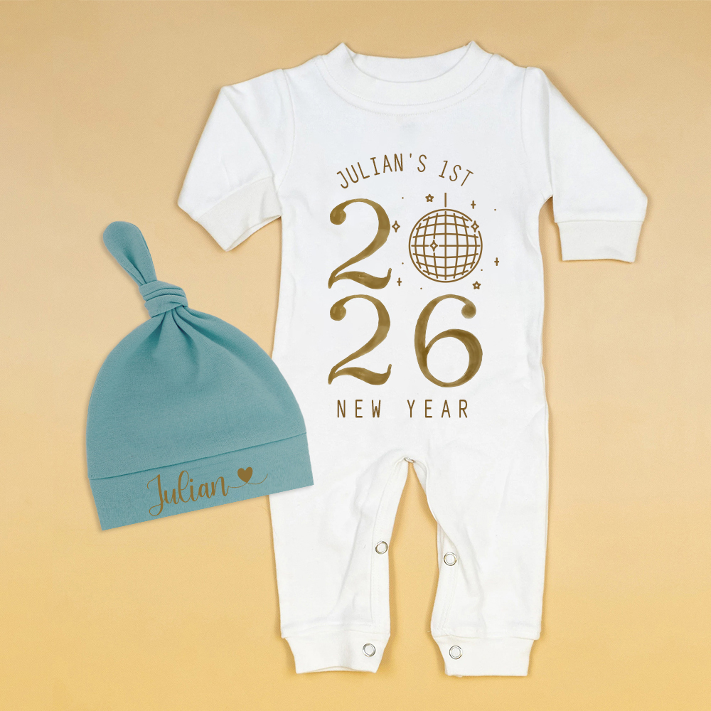 Personalized Baby 1st New Year Romper and Hat Set | CWBaby343