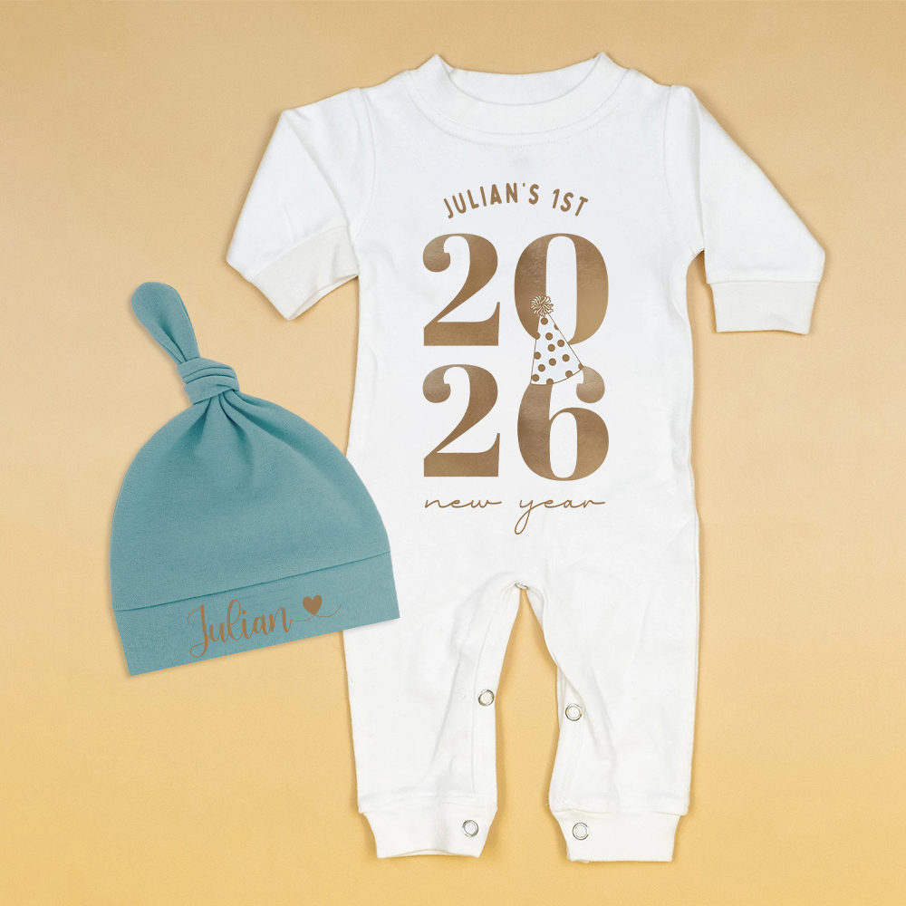 Personalized Baby 1st New Year Romper and Hat Set | CWBaby344