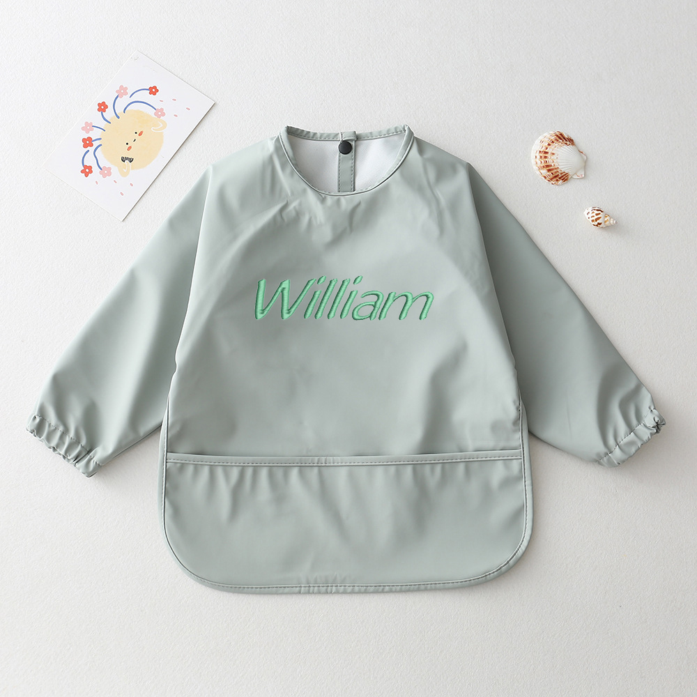 Personalised Baby Long Sleeve Waterproof Color Bib  | CWBaby61