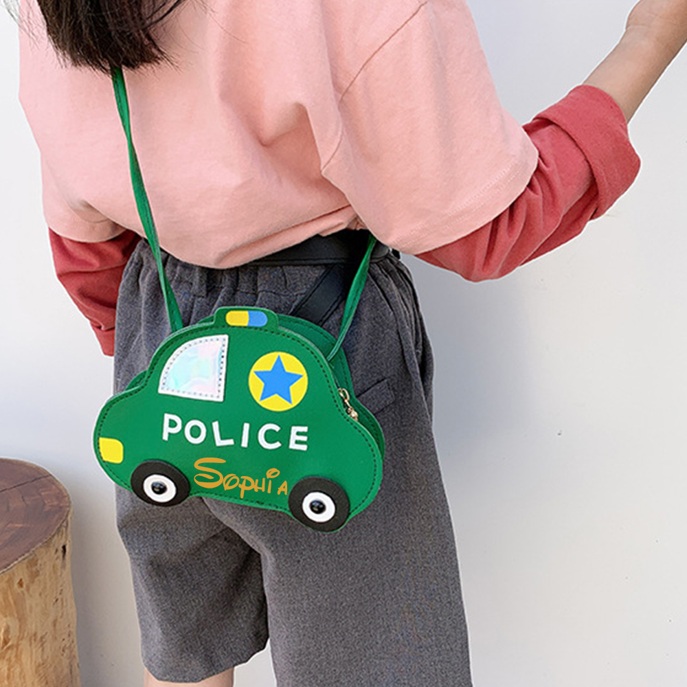 Personalized Kids Cute Police Car Zipper Crossbody Bag | CWGift06