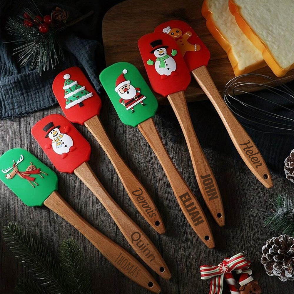 Personalized Christmas Wood Handle Silicone Kitchen Tool | MCGift230