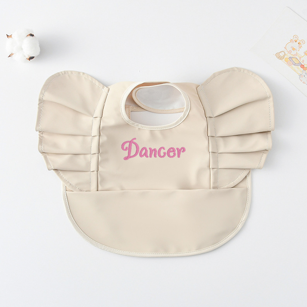 Personalised Embroidery Baby Ruffle Waterproof Color Bib  | CWBaby62