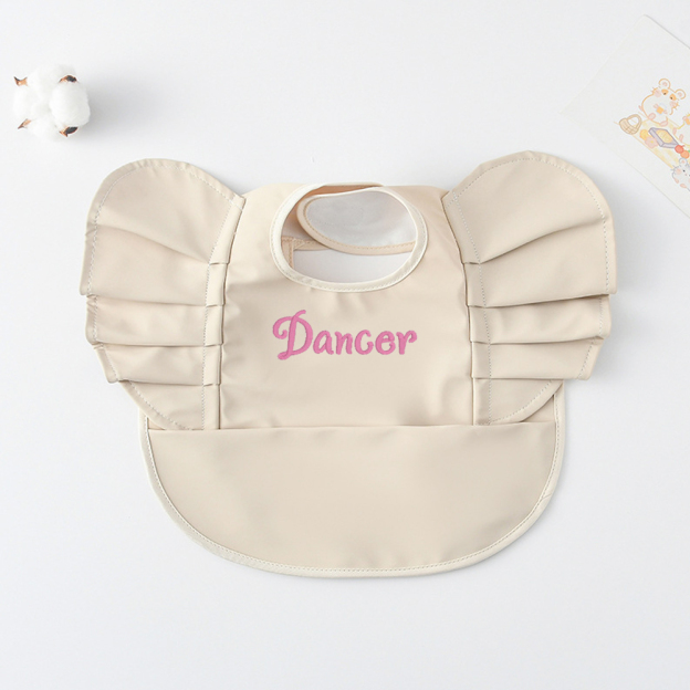 Personalised Embroidery Baby Ruffle Waterproof Color Bib  | CWBaby62