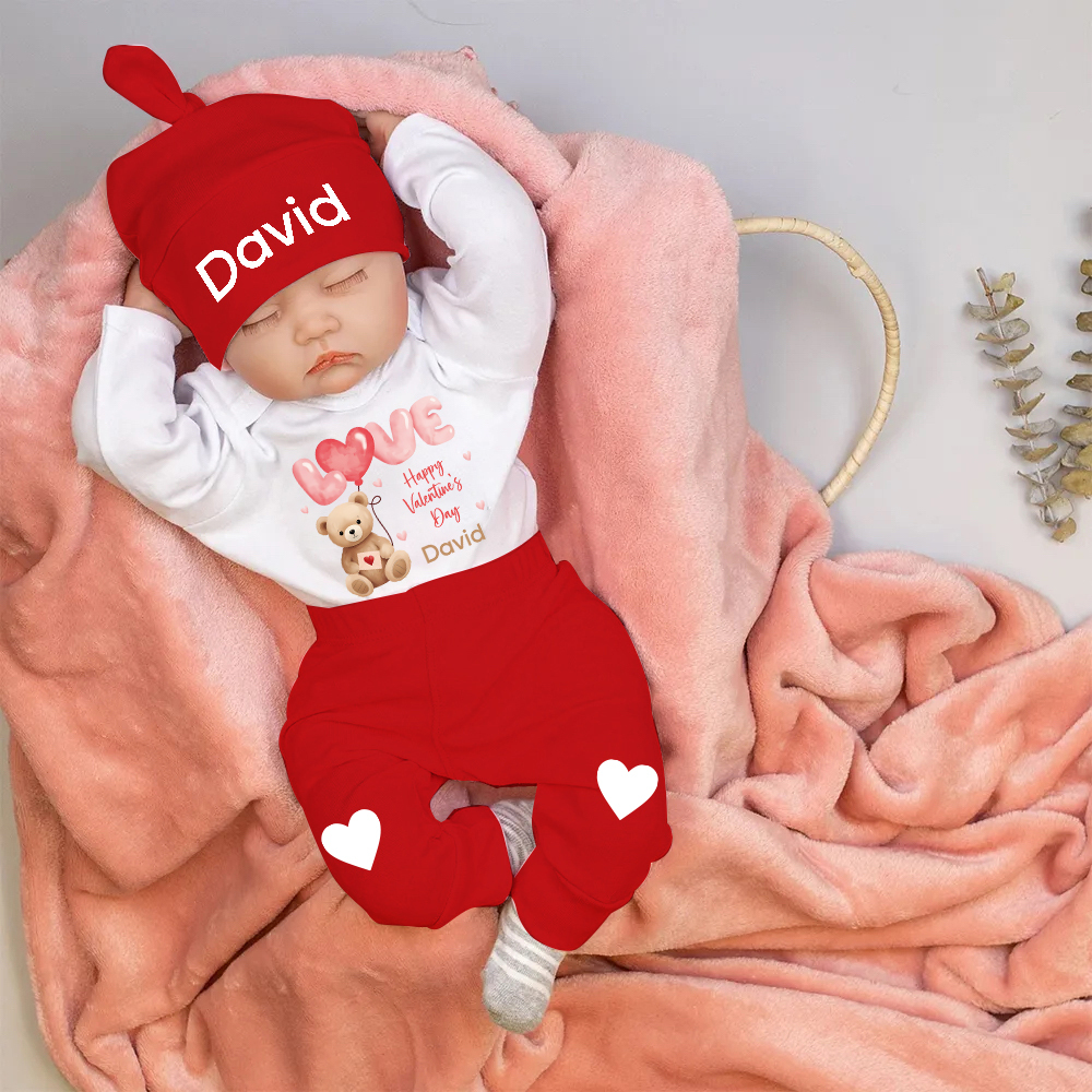 Personalized Baby 1st Valentines Day Outfit Set | CWBaby372