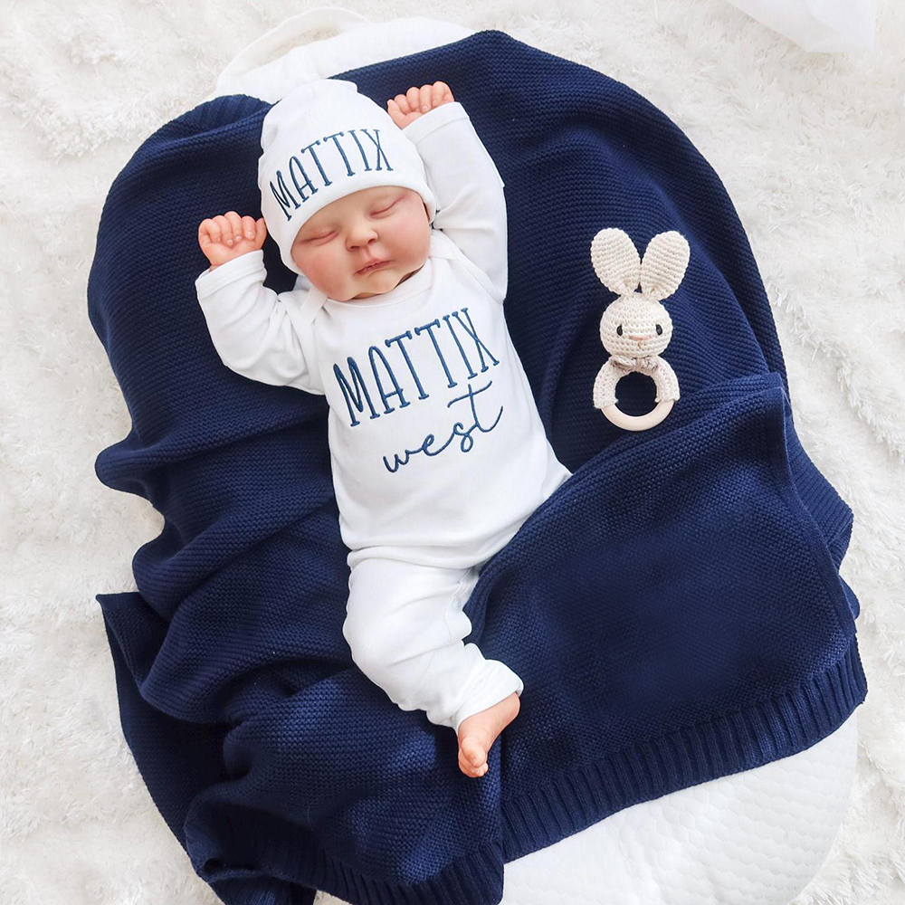 Personalized Embroidery Baby Coming Home Romper and Hat Set | CWBaby379