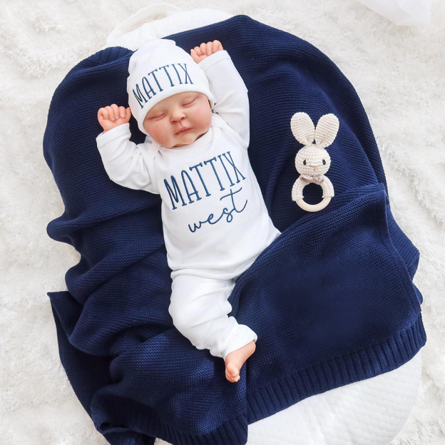 Personalized Embroidery Baby Coming Home Romper and Hat Set | CWBaby379
