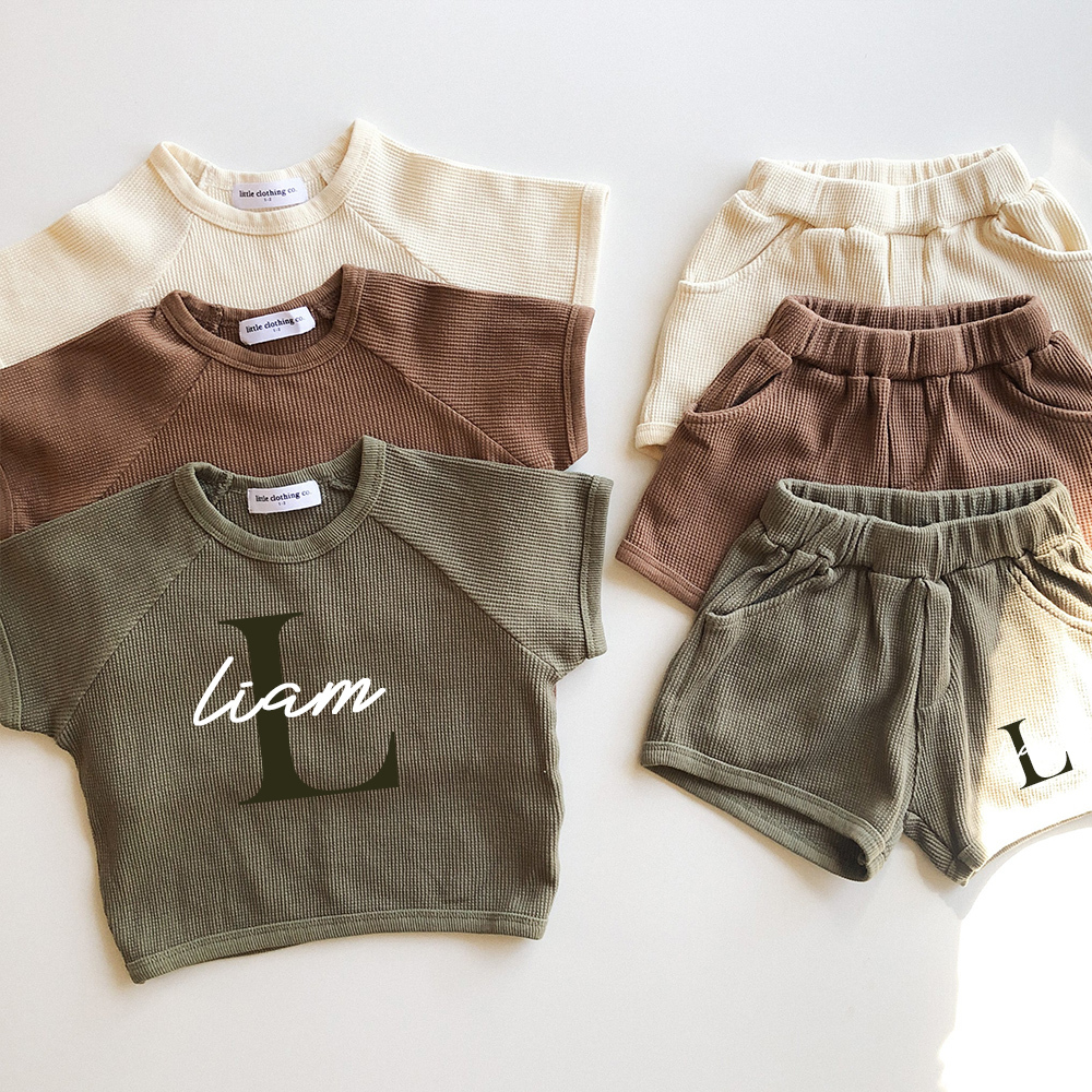 Personalized Baby waffle-knit Cozy Soft Outfit Set | CWBaby381