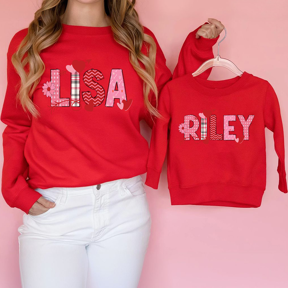 Personalized Valentine's Matching Sweatshirt For Girl & Mommy | ValGift02