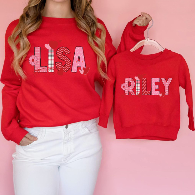 Personalized Valentine's Matching Sweatshirt For Girl & Mommy | ValGift02