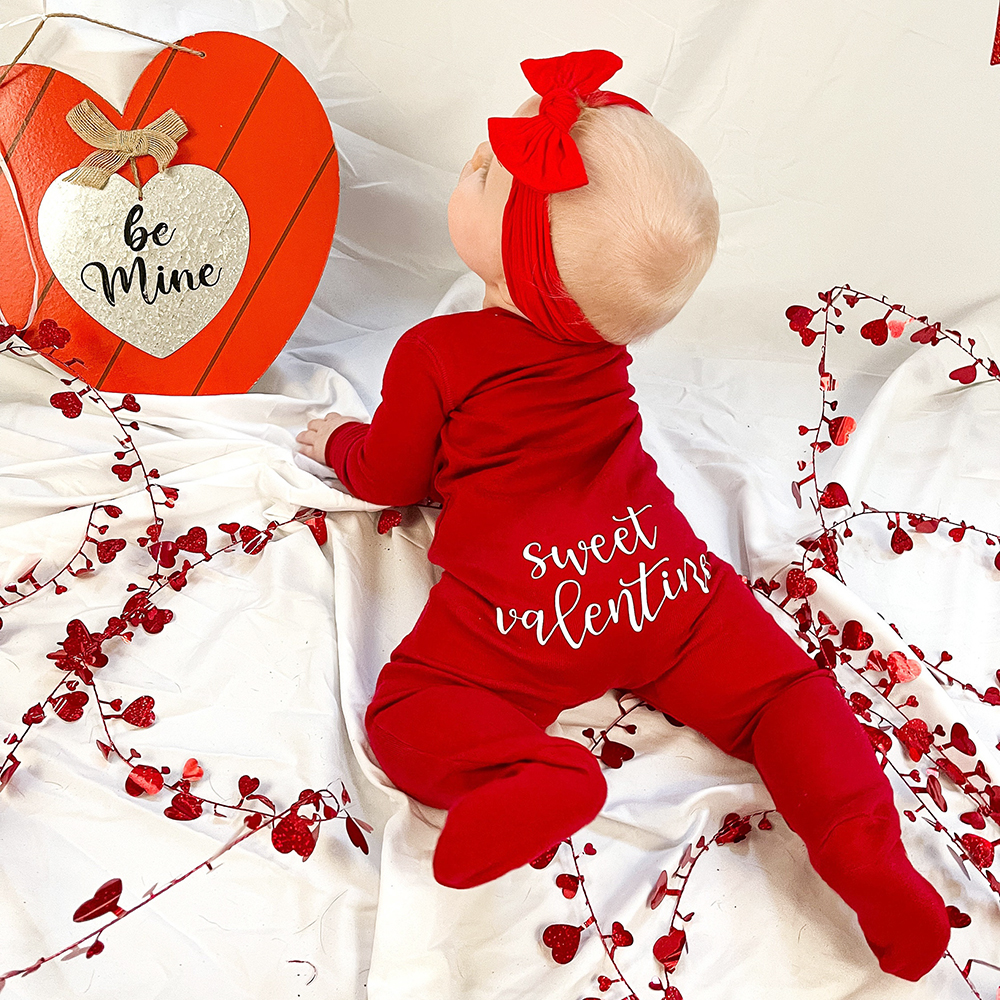 Personalized Baby First Valentine's Cozy Soft Long Sleeve Romper | ValGift03