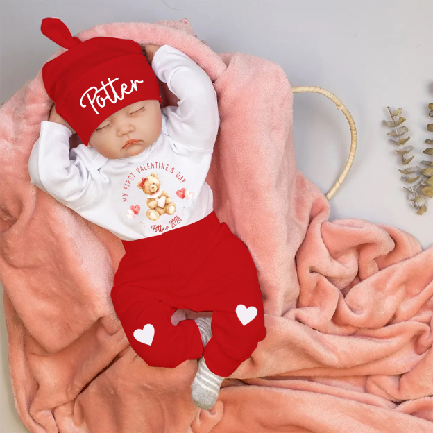 Personalized Baby 1st Valentines Day Outfit Set | ValGift04