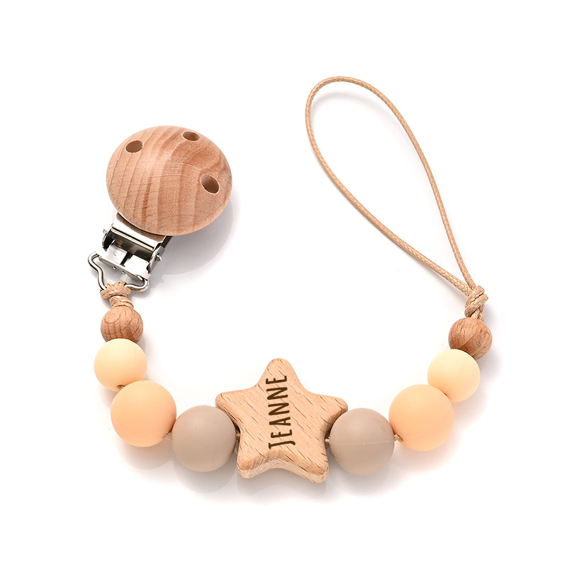 Personalized Baby Pacifier Star Color Bead Clip | CWBaby64