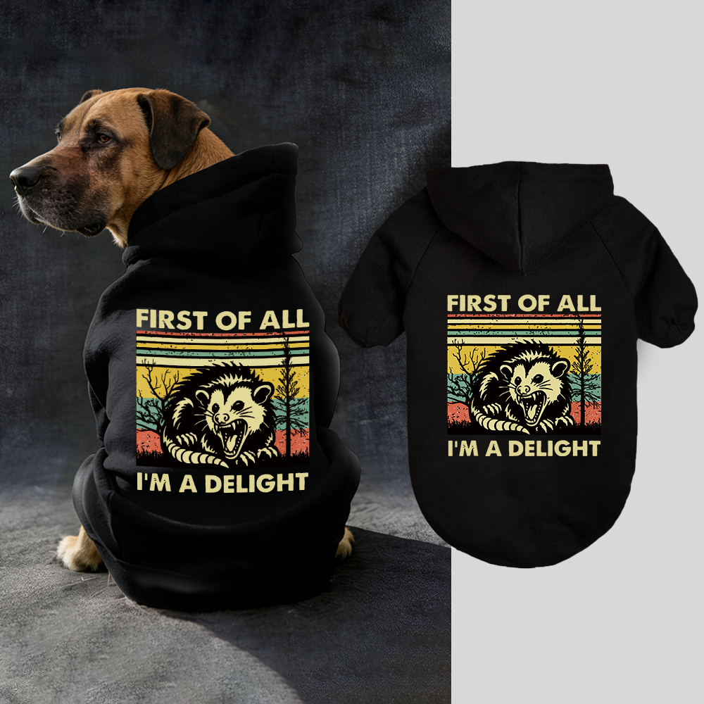 FIRST OF ALL I'M A DELIGHT Puppy Hoodie | BKPet331