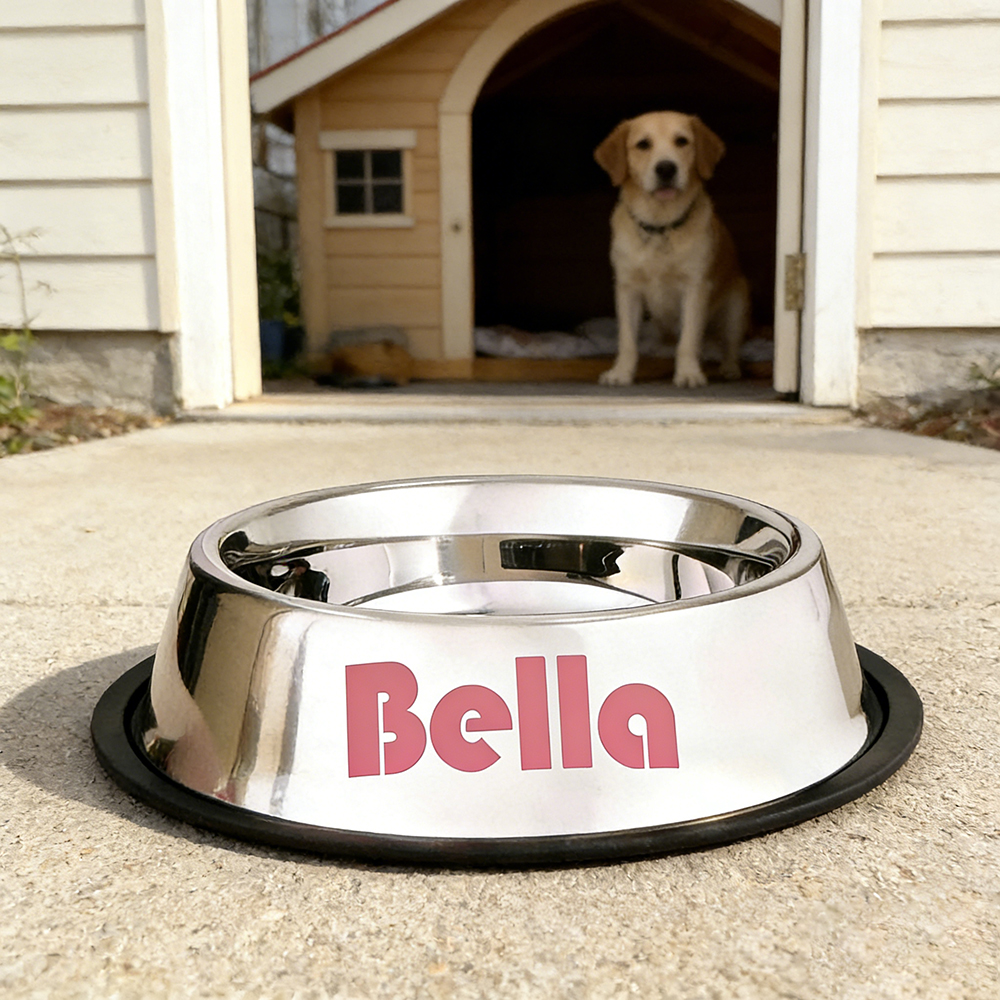 Personalized Pet Stainless Steel Anti-slip Food Bowl | BKPet367