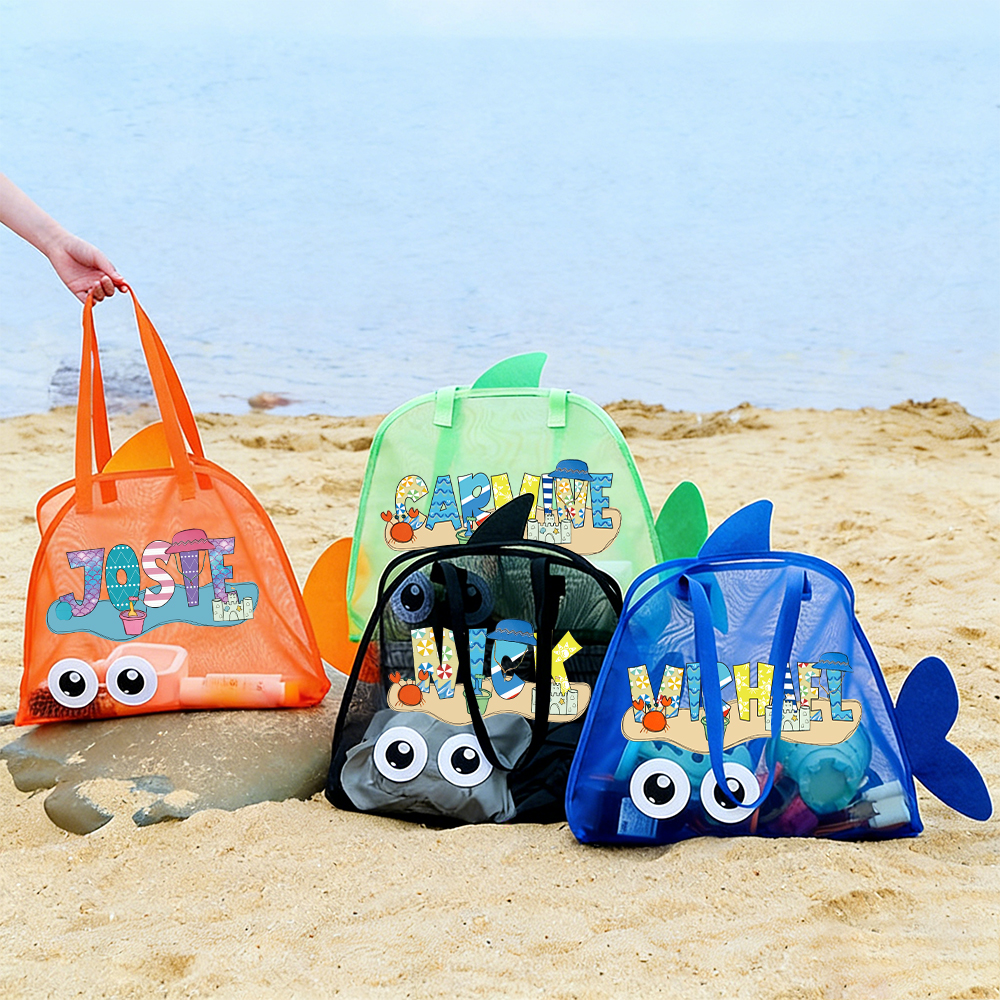 Personalized Adorable Fish Mesh Summer Beach Bag | CWBeach214