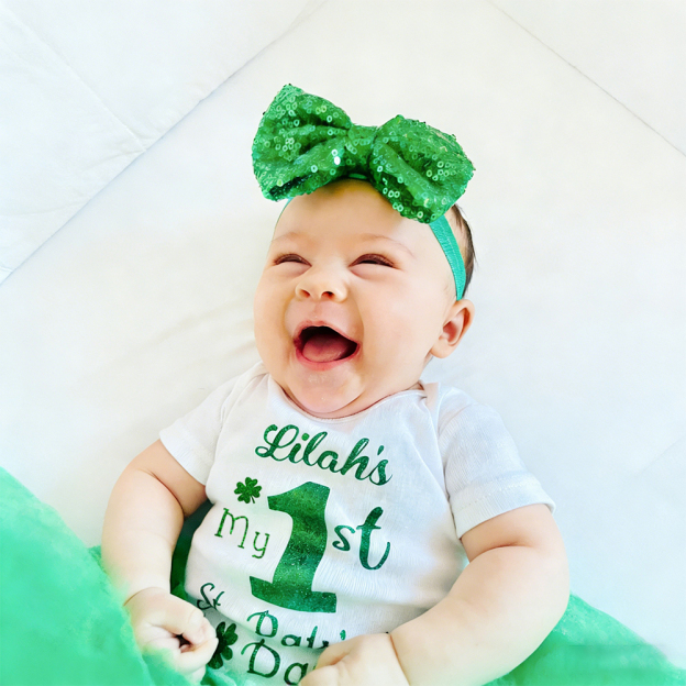 Personalized Baby Girl First St. Patrick's Day Outfit Set | CWBaby402