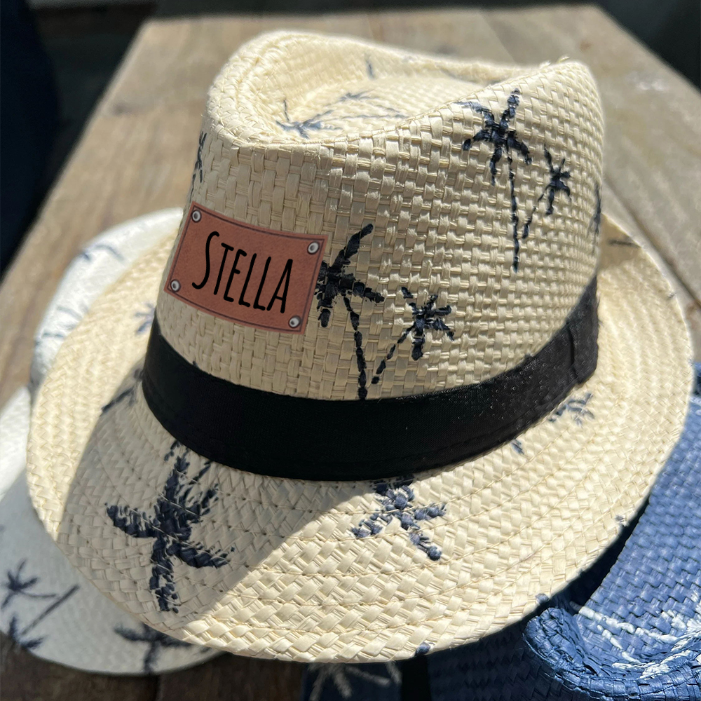 Personalized Summer Leather Patch Straw Hat for Comfort & Unique | CWBeach105