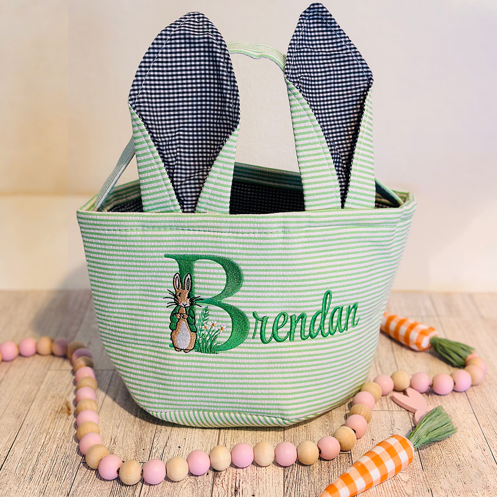 Personalized Embroidered Easter Bunny Basket | CWEaster85