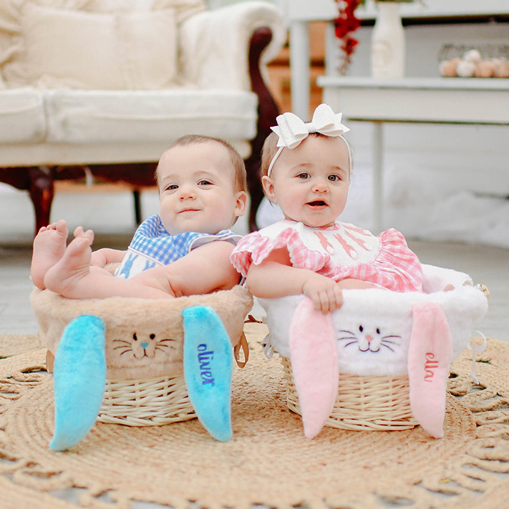 Personalized Embroidered Easter Bunny Basket Liner (Not Include Basket) | CWEaster86