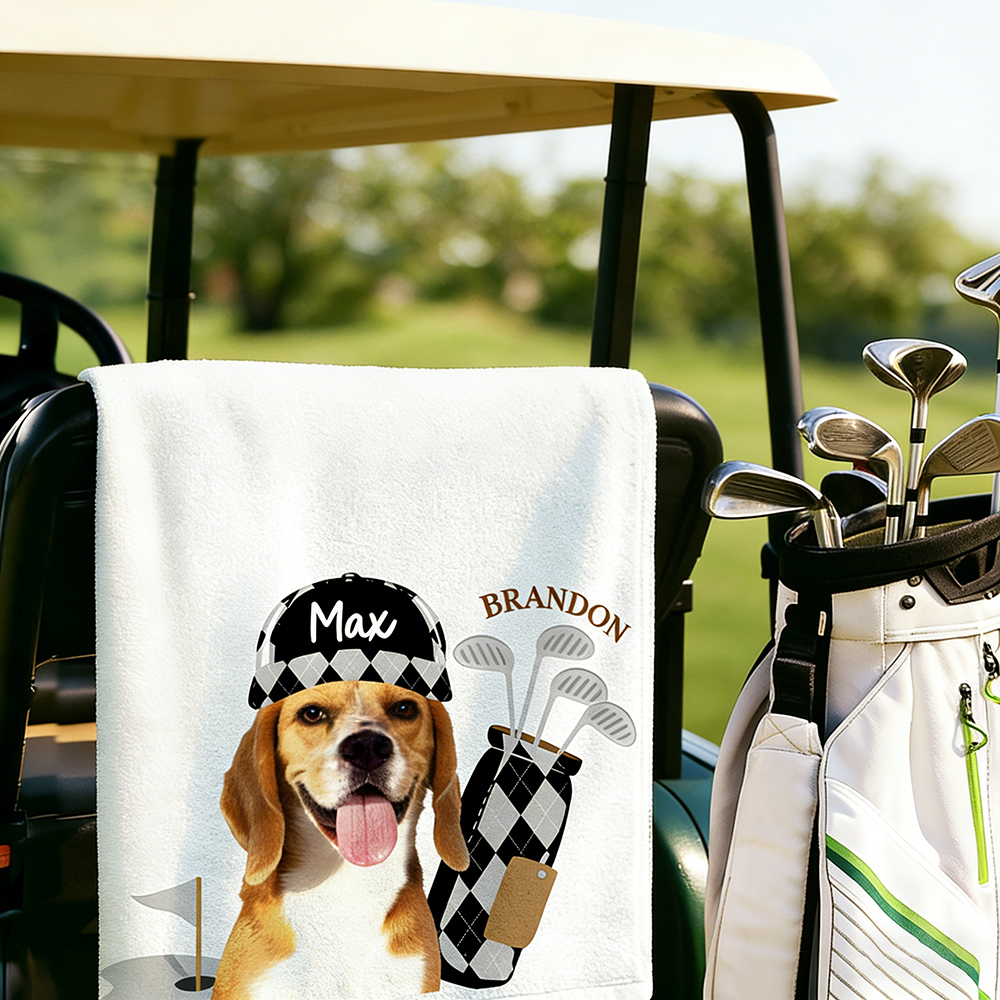 Personalized Pet Portrait Golf Towel For Golf Lover | CWGift36