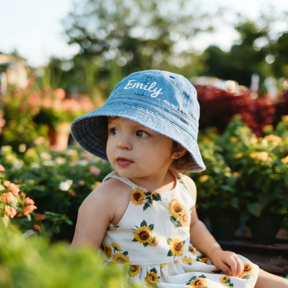 Personalized Embroidery Kid Denim Bucket Hat | CWBeach216