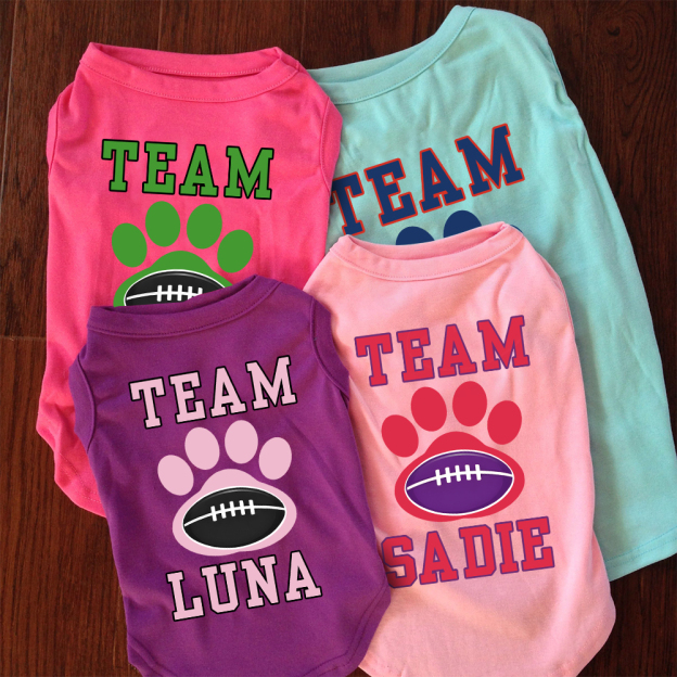 Personalized Football Team Pet Paw Soft Shirt | BKPet426