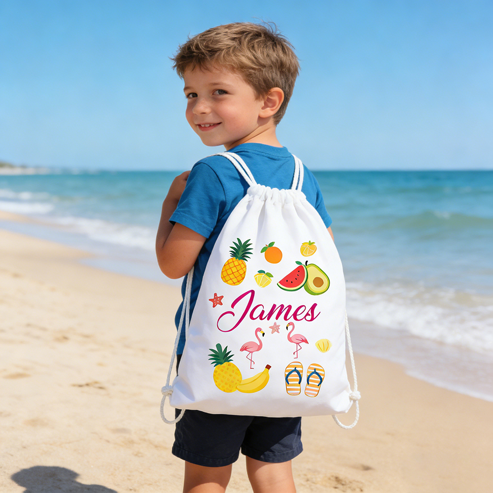 Personalized Kid Summer Beach Drawstring Bag | CWBeach220