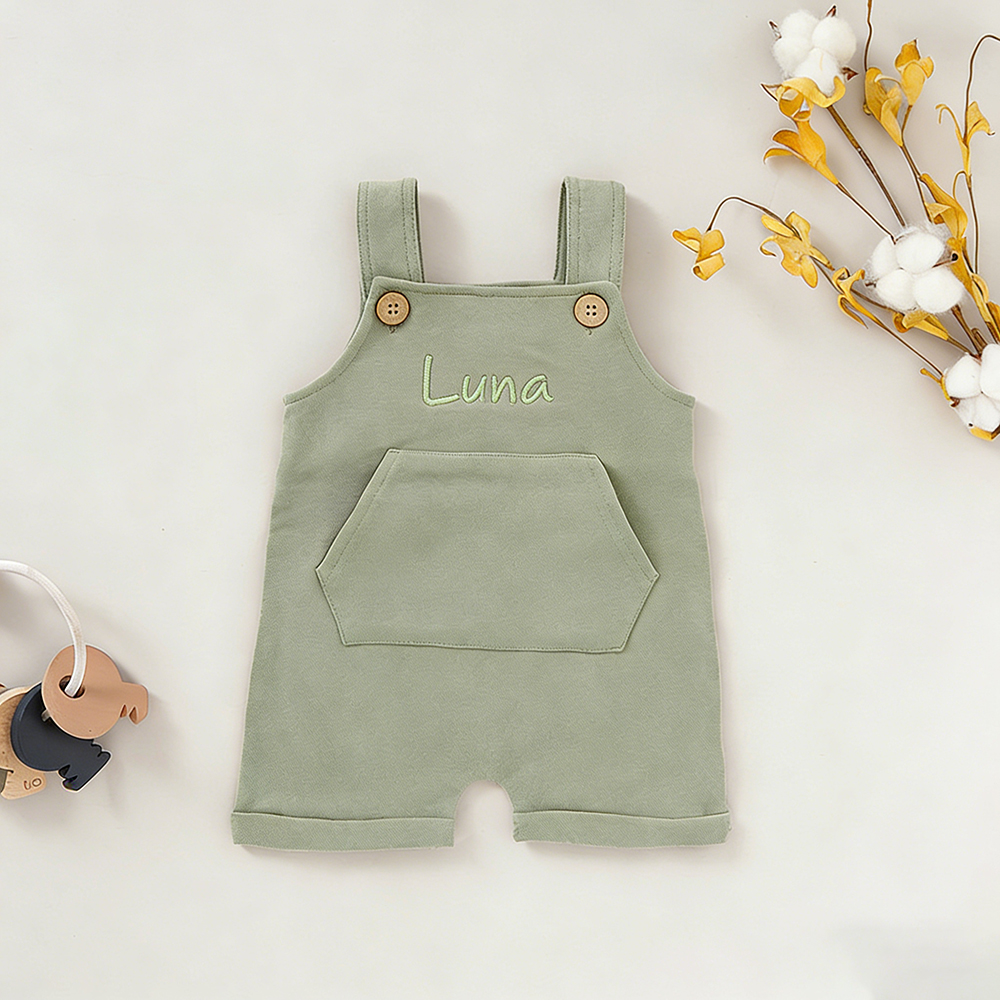 Personalized Embroidery Baby Suspenders Jumpsuit | CWBaby460