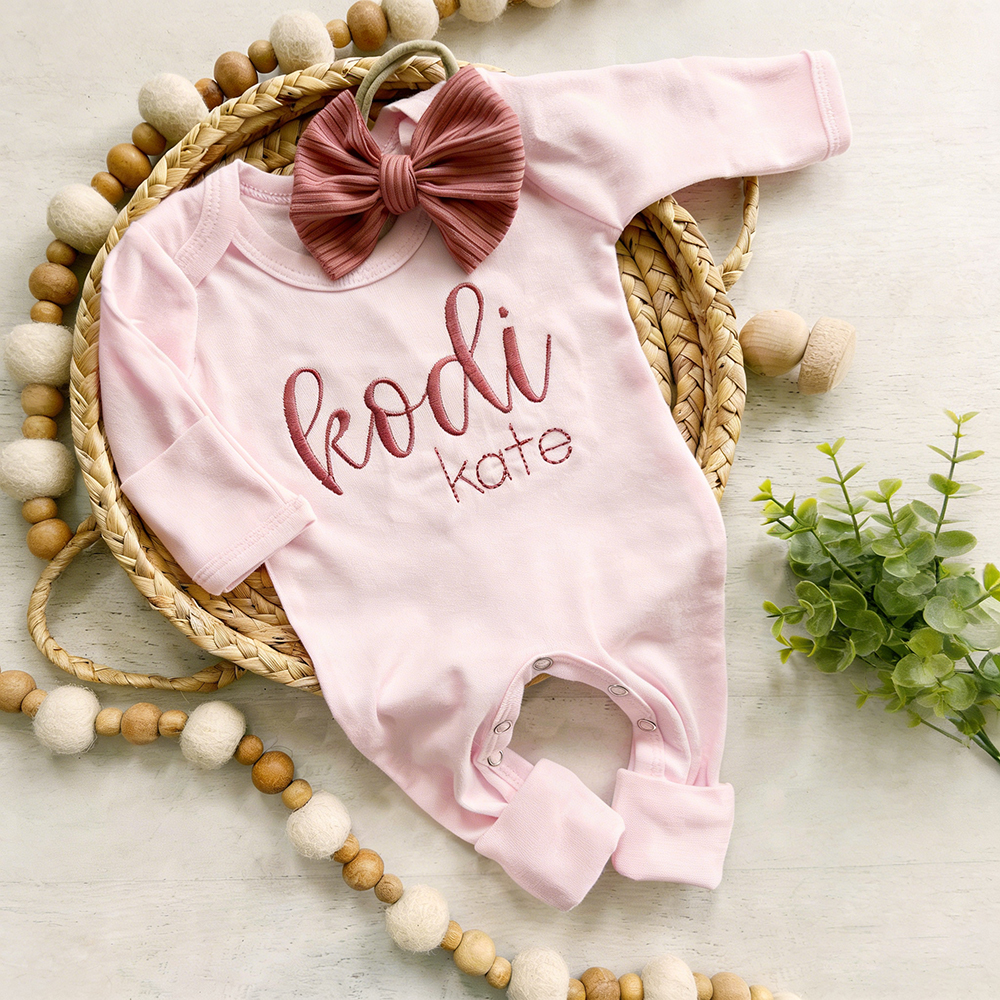 Personalized Embroidery Baby Girl Coming Home Outfit Set | CWBaby461
