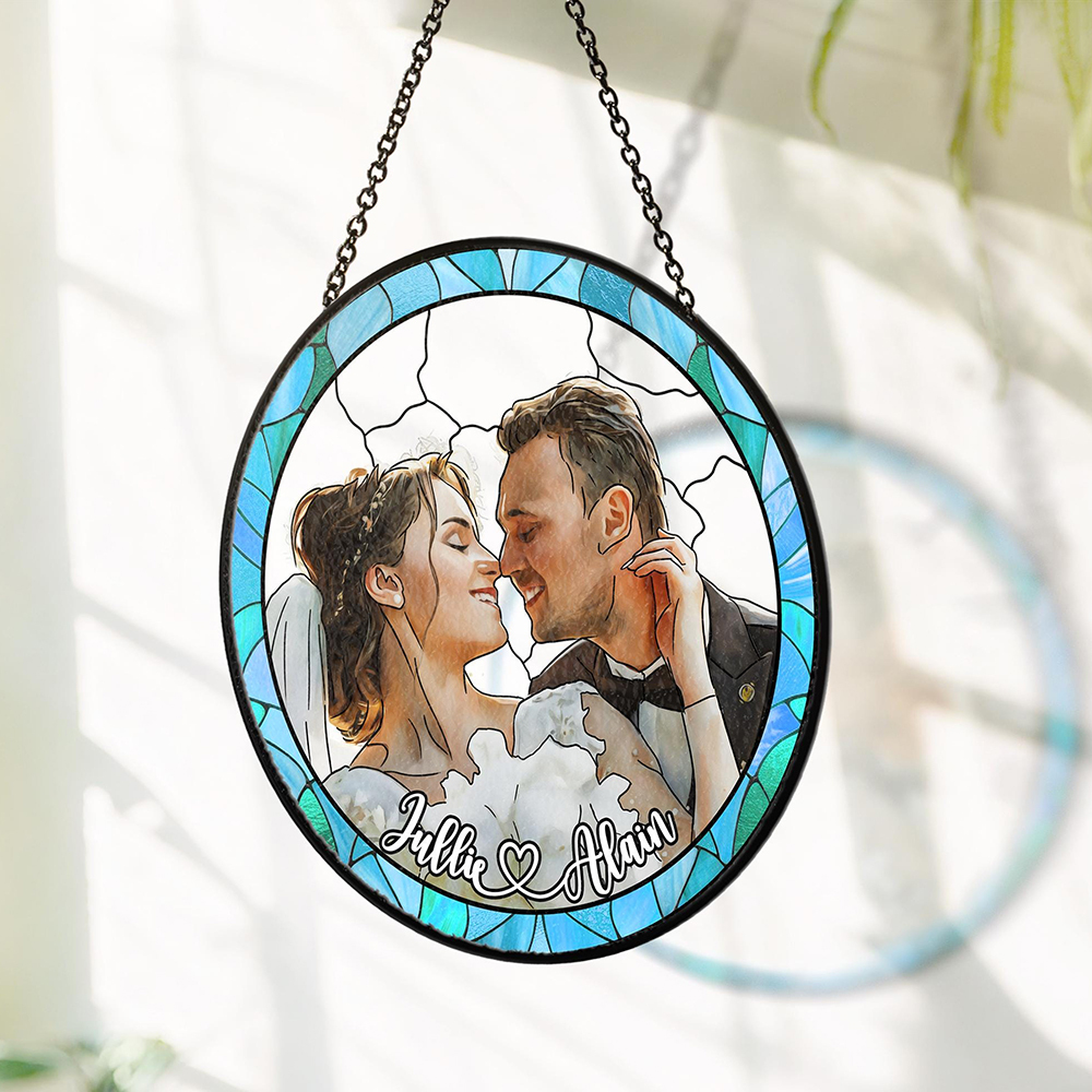 Personalized Mother's Day Memorial Portrait Stained Suncatcher | CWGift43