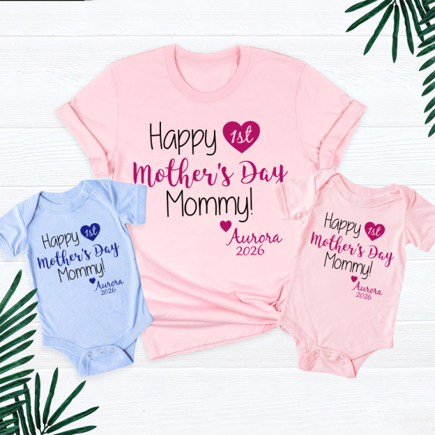 Personalized First Mother's Day Mommy and Baby Outfit | CWFamily139