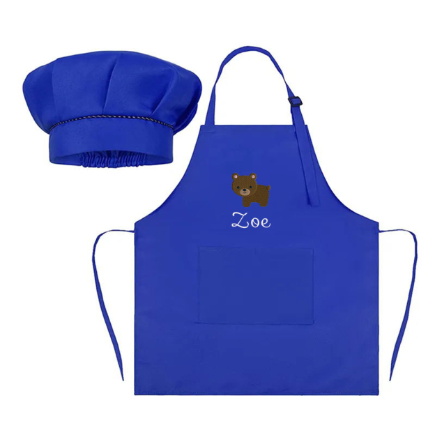 Personalized Embroidery Color Apron and Hat Set for Kid | Apron26
