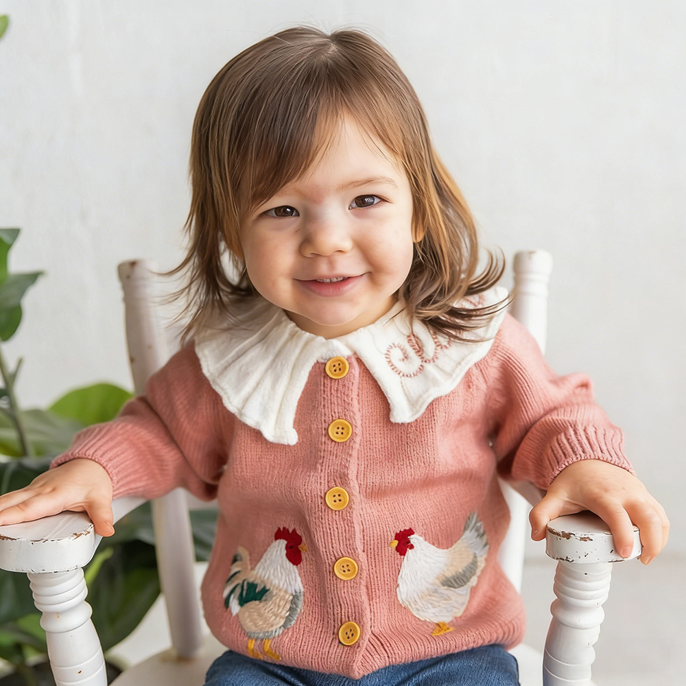 Personalized Embroidered Chicken Cardigan Sweater | CWBaby467