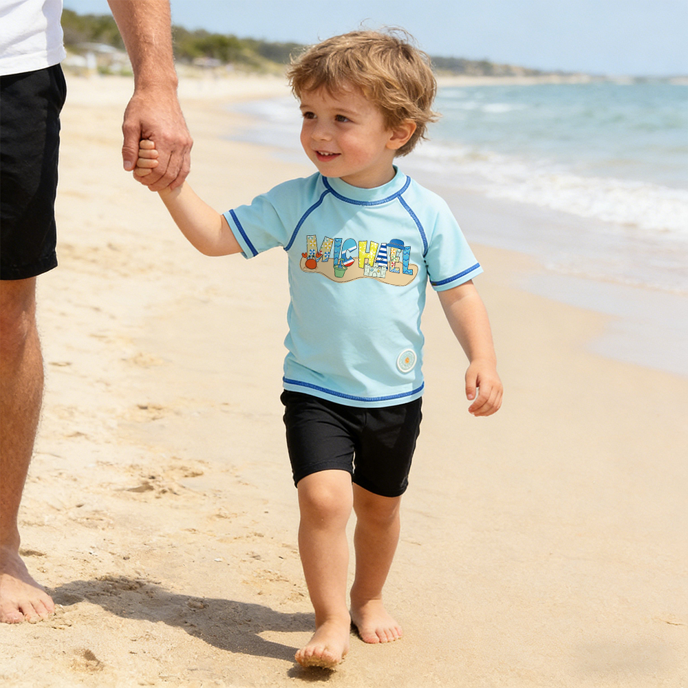Personalized Kid Summer Beach Swim Suit Shirt | CWBeach232
