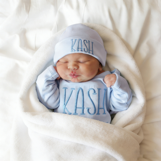 Personalized Embroidery Baby Coming Home Romper and Hat Set | CWBaby472