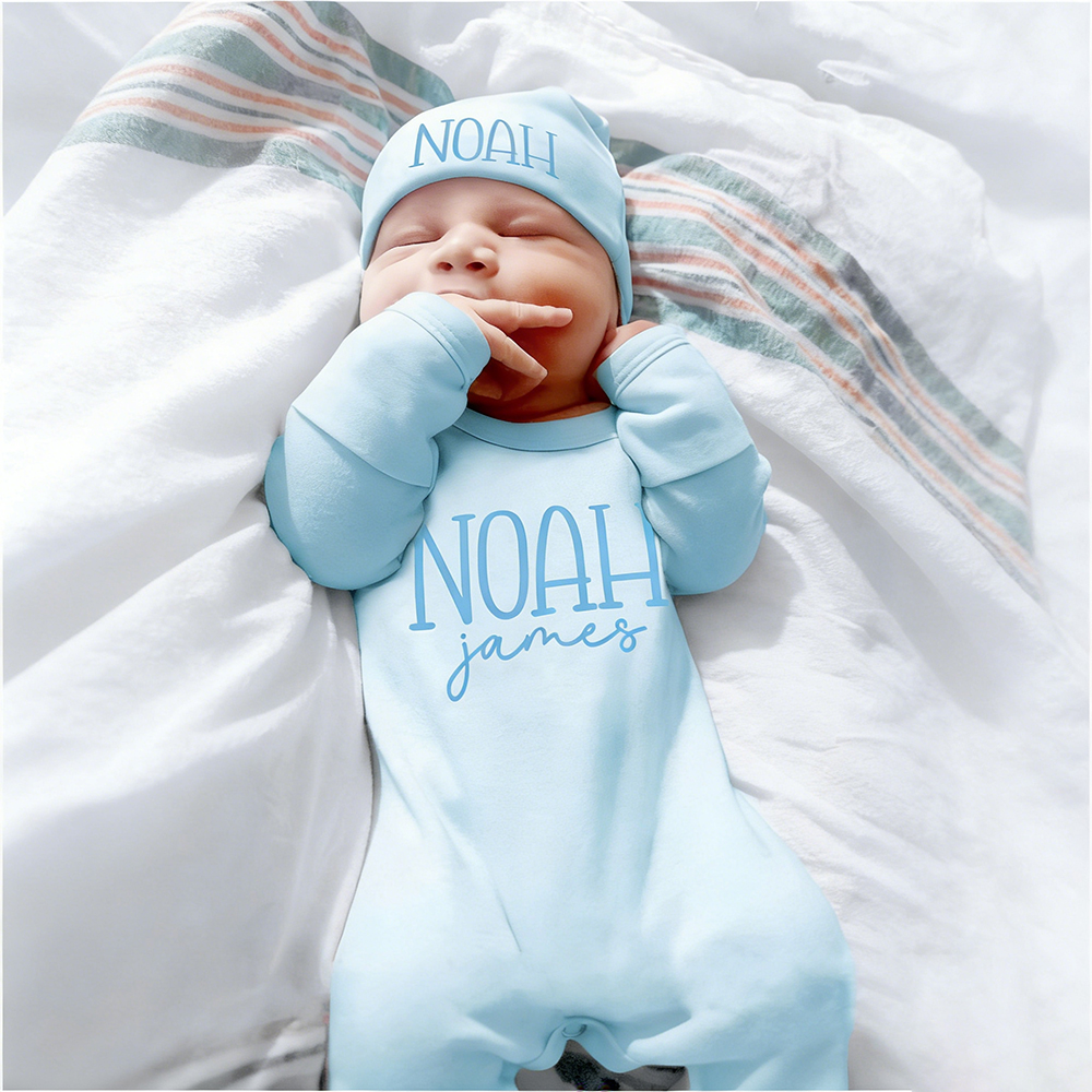 Personalized Baby Coming Home Romper and Hat Set | CWBaby473